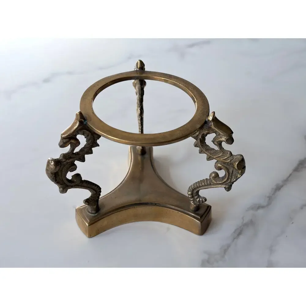 Vintage Gold Tone Dragon Sphere Stand | Metal Crystal Ball Holder